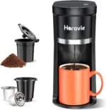 Small Single Serve Coffee Maker, Fast Brew One Cup Coffee Machine for K Cup and Grounds, 6 to 12 oz. Brew Sizes, Capsule Coffee Machine with Descaling Reminder and Viewing Tank, Black - Image 2