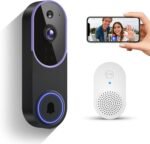 Smart 1080p Video Doorbell Camera with Doorbell Receiver, Live View, AI Human Detection, 2-Way Audio, Night Vision, Cloud Storage (Sold Separately), 2.4G WiFi - Image 2