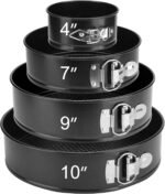 Springform Pan Set of 4, 4/7/9/10inch Cake Pan, Non-Stick Leak-Proof with Removable Bottom, Cheesecake Pan for Baking, Black - Image 2
