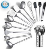 Stainless Steel Cooking Utensils Set, Berglander 13 Pieces Kitchen Utensils Set, Kitchen Tools Set With Utensil Holder Non-Stick And Heat Resistant,Dishwasher Safe, Easy to Clean (13 Packs) - Image 2