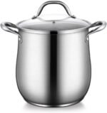 Stainless Steel Stock Pot, 12 Quart Heavy Duty Induction-Compatible, Nonstick Bottom with Visible Lid for Soups, Pasta, Stews, Canning, Boiling - Image 2