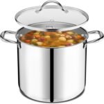 Stainless Steel Stockpot with Tempered Glass Lid 12 Quart, Durable 18/0 Stainless Steel, Impact-Bonded Base for Even Heating, Riveted Handles, Oven & All Stove Compatible, Safe Up To 500°F (260°C) - Image 2