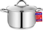Stainless Steel Stockpot with Tempered Glass Lid 5 Quart, Durable 18/0 Stainless Steel, Impact-Bonded Base for Even Heating, Riveted Handles, Oven & All Stove Compatible, Safe Up To 500°F (260°C) - Image 2