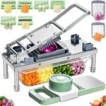 Stainless steel Vegetable Chopper, Veggie Chopper With 8 Blades, Onion Dicer with Container, Food Cutter & Grater Mandoline Slicer - Image 2