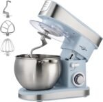 Stand Food Mixer, 6.3 Qt Stand Mixer, 400W 6-Speed with Pulse Tilt-Head, Kitchen Electric Mixer with Stainless Steel Bowl, Dough Hook, Whisk, Beater, Household Stand Mixer for Baking, Blue - Image 2
