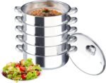 Steamer Pot for Cooking 5 Tier Stainless Steel Steaming Pot with Lid 11.8 inch Steam Pots Cookware with Handle for Vegetable Dumpling Stock Sauce Food - Image 2