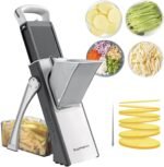 SupMaKin Upgrade Safe Mandoline Slicer, Multi Vegetable Chopper, Potato Slicer, Vegetables Slicer Onion Chopper Fry Cutter, Kitchen Chopping Artifact (GrayWhite) - Image 2