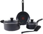 T-fal Initiatives Nonstick Cookware Set 6 Piece Oven Safe 350F Cookware, Pots and Pans, Oven, Broil, Dishwasher Safe Gray - Image 2