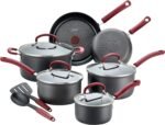 T-fal Ultimate Hard Anodized Nonstick Cookware Set 12 Piece, Oven Broiler Safe 600F, Kitchen Cooking Set w/Fry Pans, Saucepans, Dutch Oven, Kitchen Utensils, Pots and Pans, Dishwasher Safe, Black - Image 2