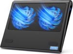 TECKNET Laptop Cooling Pad - 12"-15.6" Laptop Cooler, Powerful Cooler and Ultra Quiet for Gaming Laptops Pad, 2 Wind Speed Adjustable, USB A & C Powered Cooler Stand with Laptops Fan LED (Blue) - Image 2