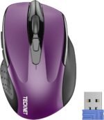 TECKNET Wireless Mouse, 2.4G Ergonomic Optical Mouse, Computer Mouse for Laptop, PC, Computer, Chromebook, Notebook, 6 Buttons, 24 Months Battery Life, 2600 DPI, 5 Adjustment Levels - Purple - Image 2