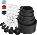 TILUCK Measuring Cups & Spoons Set, Stackable Cups and Spoons, Nesting Measure Cups with Stainless Steel Handle, Kitchen Gadgets for Cooking & Baking (Black) - Image 2