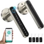 TMEZON Smart Door Lock Fingerprint, Keyless Entry Door Lock with Handle, APP/IC Cards/Codes/Keys/Fingerprints Biometric Electronic Keyless Entry Lock for Bedroom Home Hotel Office - Image 2