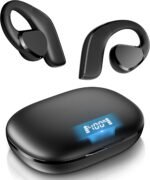 TTQ Open Ear Headphones, Bluetooth 5.3 Open Ear True Wireless Earbuds, Sports Earbuds with Earhooks, 60H Playtime, Wireless Charging Case & LED Display, IP66, Running Workout (Black) - Image 2