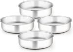TeamFar 8 Inch Cake Pan, 4 Pieces Stainless Steel Round Tier Baking Cake Pans Set for Baking Steaming, Fit in Oven Pressure Cooker Pot, Healthy & Sturdy, Mirror Finish & Dishwasher Safe - Image 2