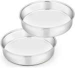 TeamFar Cake Pan Set of 2, 8 Inch Cake Pan Round Tier Tins Set Stainless Steel, Healthy & Heavy Duty, Mirror Finish & Easy Clean, Dishwasher Safe - Image 2