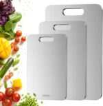 Titanium Cutting Board Set of 3, Titanium Cutting Boards for Kitchen, 100% Double-Sided Titanium Cutting Boards, Separate Raw and Cooked Food Areas, Non-Toxic, Dishwasher Safe (S+ M + L) - Image 2