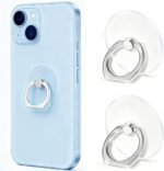 Transparent Phone Ring Holder Stand 2 Pcs, 360° Rotation Cell Phone Ring Holder Mobile Finger Kickstand Hand Phone Grip for iPhone, Clear Phone Ring for Phone Case (Round) - Image 2
