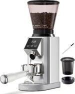Tuni G1 Conical Burr Coffee Grinder, 48 Grind Settings Anti-static Burr Mill, Precision Electronic Timer and LED Touchscreen for Espresso/Drip/Cold Brew/French Press, Stainless Steel, Silver - Image 2