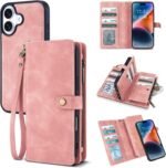 TwoHead Wallet Case Compatible with iPhone 17,Detachable,Magnetic,11 Cards Holder,PU Leather All-Round Protective Phone Case with Change Pocket(6.3 in,Pink) - Image 2