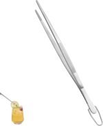 U-Taste 10in Kitchen Cooking Tweezer: 18/8 Stainless Steel Food-Grade Metal Food Tong, Seamless-Welding, Sturdy, Flexible and Non-Slip for Pasta Salad Serving, Grilling, Frying, Baking (Pointed Tip) - Image 2