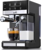 UDI Espresso Machine, 20 Bar Automatic Cappuccino & Latte Coffee Maker, Auto or Manual Quick Brew Dual Boiler, Touchscreen Espresso Maker (Black+Sliver) - Image 2