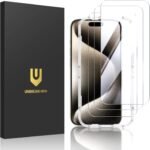 UNBREAKcable Shatterproof Tempered Glass Screen Protector for iPhone 15 Pro [3-Pack] [Easy Installation Frame] [9H Hardness] [99.99% HD Clear][Bubble Free] for Apple 6.1” - Image 2