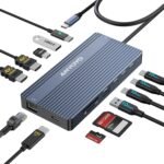USB C Docking Station, 14 in 1 USB Hub for 3 Monitors, Dual 4K@60Hz HDMI & USB-C Video, 4xUSB-C(10Gbps), 3X USB-A, Ethernet, SD/TF & 3.5mm Audio Jack – Multiport Adapter for Laptop/HP/Dell/Lenovo - Image 2