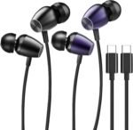 USB C Headphones Wired Earphones Type C Earbuds for iPhone 15 16 17 Pro Max Plus,USBC Ear Buds with Mic Volume Control HiFi Stereo Noise Cancelling for Galaxy S24/S23/S22/S21/A53, Pixel 8/7/6-2Pack - Image 2