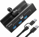 USB Hub 3.0, 5Gbps Clamp USB Hub for Desk/Monitors with Extra Power Supply Port, 3 USB-A Data Ports, USB-C Data Port for iMac Pro/iMac (Black) - Image 2