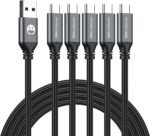 USB Type-C to A Cable 5pack 6ft Braided Fast Charging 3A Quick Charger Cord, 6 Foot Compatible iPhone 17/17 Pro/16e/16/15 Pro Max,Samsung Galaxy S10 S9 S8 Plus, Note 10 9 8, LG V50 V40 G8 G7(Grey) - Image 2