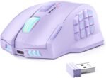 UtechSmart Venus Pro Wireless MMO Gaming Mouse, 16,000 DPI Optical Sensor, Wired/Wireless Dual Modes, 16M Chroma RGB Lighting, 16 Programmable Buttons, Ergonomic Design, Up to 70H, Purple - Image 2