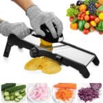 VEKAYA Mandoline Slicer for Kitchen, Stainless Steel Professional Vegetable Slicer with Adjustable Thickness, Ultra Sharp Blades, Safety Gloves & Food Holder, Ideal for Potatoes, Onions, Cucumbers - Image 2