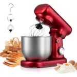 VEVOR Stand Mixer, 3 QT Electric Kitchen Mixer, 300W Dough-Mixer, 10 Speeds Tilt-head Food-Mixer with Stainless Steel Bowl, Dough Hook, Whisk, Beater, for Baking, Mixing, Whipping & Kneading, Red - Image 2