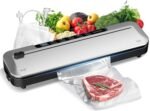 Vacuum Sealer Machine 75KPa Food with 6-in-1 Dry/Moist Modes & Digital Timer, Compact Lightweight Design, Built-in Cutter + 10 Bags (Black Silver) - Image 2