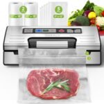 Vacuum Sealer Machine, 95kPa Food Sealer with Double Heat Seal for Dry/Moist Food, Easy-lock Handle, Built-in Bag Storage & Cutter, Progress Display, Removable Drip Tray, Silver - Image 2