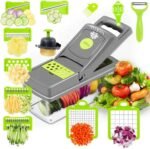Vegetable Chopper, Food Chopper & Spiralizer, 15-in-1, 8 Stainless Steel Blades, Black - Image 2