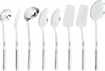 Viking Kitchen Utensils Set, 8 Piece Stainless Steel Cooking Utensil Set, Includes Spatulas, Spoons, Pasta Fork, Deep Ladle, Meat Fork, and Skimmer, Silver - Image 2