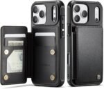 Vinich for iPhone 17 Pro Wallet Case with Card Holder, RFID Blocking Credit Slots Kickstand Shockproof Phone Cover Fit for iPhone 17 Pro 6.3" Black - Image 2