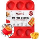 Walfos Silicone Muffin Pan - 12 Cups Regular Silicone Cupcake Pan, Non-stick Great for Making Muffin Cakes, Tart, Bread - BPA Free and Dishwasher Safe - Image 2