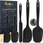 Walfos Silicone Spatula Set of 5 - (600°F) High Heat Resistant Kitchen Scraper Spatulas, One-Pieces Seamless Design, Perfect for Cooking Mixing & Baking - BPA Free and Dishwasher Safe,black - Image 2