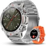 WalkerFit Smart Watch for Men, 1.43" Round AMOLED, 5ATM Waterproof for Swim, Heart Rate & Sleep Monitor, Long Battery, Outdoor Activity Tracker, Voice Control&Bluetooth Call, for iPhone Android,Silver - Image 2