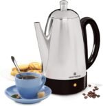 West Bend Electric Percolator Classic Style Coffee Maker with Heat Resistant Handle Base and Detachable Cord with Stainless Steel Stem and Basket, 12-Cup, Silver - Image 2