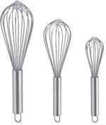 Whisks for Cooking, 3 Pack Stainless Steel Whisk for Blending, Whisking, Beating and Stirring, Enhanced Version Balloon Wire Whisk Set, 8"+10"+12" - Image 2