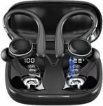 Wireless Earbuds Bluetooth 5.3 Headphones Stereo Ear Buds, ENC Noise Cancelling Mic,IPX7 Waterproof Earphones with Hook for Android iOS Smart Phone Laptop Computer Sports - Black - Image 2