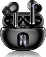 Wireless Earbuds, Bluetooth 5.4 Headphones with 50H Playback, Deep Bass Stereo Ear Buds Clear Calls with LED Power Display, IPX7 Waterproof, in-Ear Earphones with Mic for Phone/Android/iPad, Black - Image 2