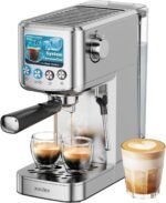 XIXUBX Espresso Machine 20 Bar with Milk Frother, Stainless Steel Coffee Maker with 42 oz Removable Water Tank for Cappuccino, Latte&Cold Brew, Home&Office, Silver - Image 2