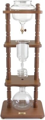 Yama Cold Brew Maker I Ice Coffee Machine With Slow Drip Technology I Makes 6-8 cups (32oz), Large Capacity Cold Brew Coffee Tower, Brown Wood Curved Frame - Image 2