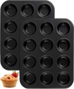 Yoehka 2 Pack Muffin Pan for Baking, Nonstick Cupcake Pan Set, Standard 12-Cups Muffin Tin for Baking Cupcakes, Carbon Steel Baking Supplies - Image 2