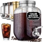 Zulay Kitchen 1 Gallon Cold Brew Coffee Maker – Thick Glass Pitcher with Stainless Steel Filter, Lid & Spout – Large Mason Jar Container Dispenser - Iced Coffee & Sun Tea Brewer for Fridge – Silver - Image 2